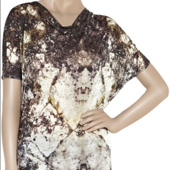 Helmut Lang Gravel Print Jersey Scoop Back Blouse - Picture 2 of 8